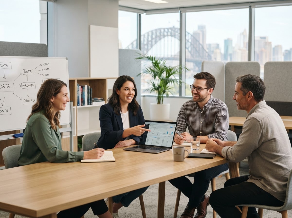 Breakthrough Blueprint analyst reviewing portfolio data on a laptop while working remotely